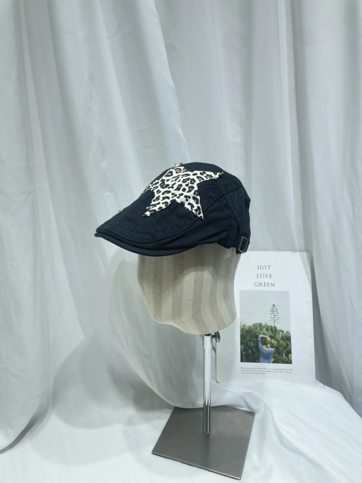 Japanese Millennium Style Niche Leopard Star Patch Forward Hat Women's Spring and Summer Retro American Hot Girl Duckbill Hat Trend - Image 5