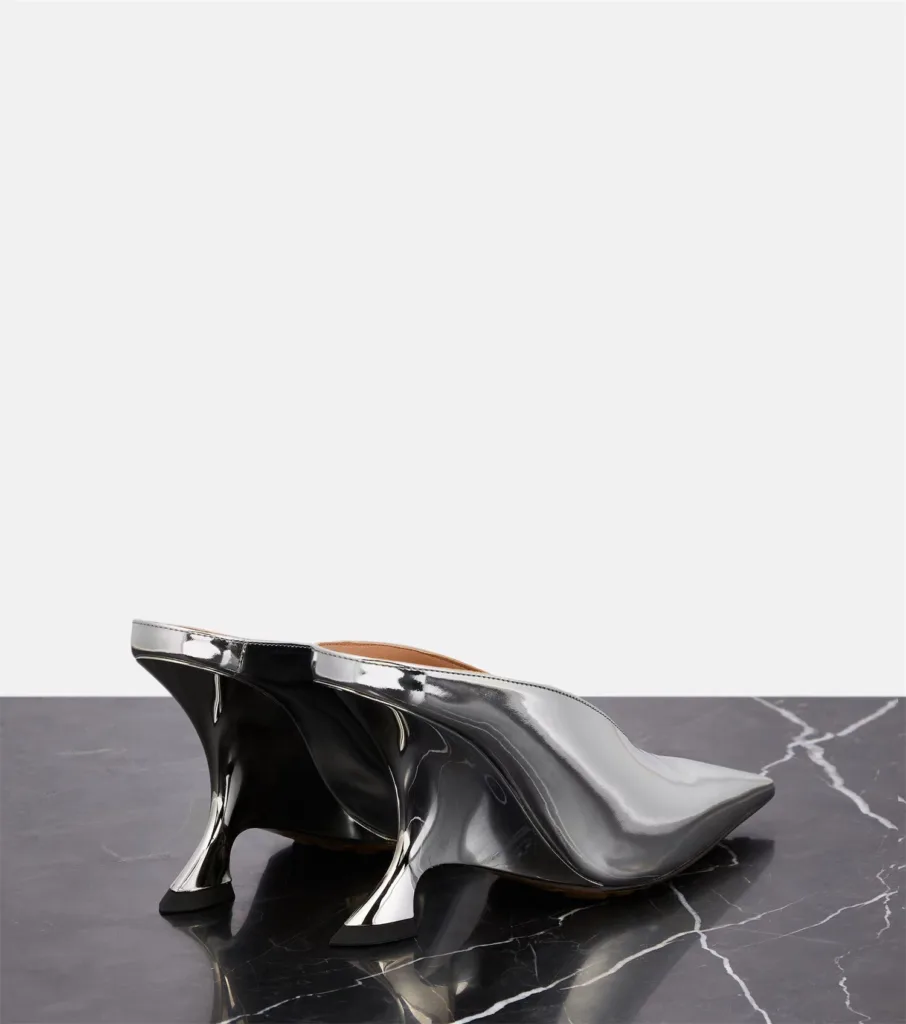 Summer pointed toe shallow mouth shiny leather slope heel slippers 2023 foreign trade cross-border silver high-heeled elegant wrap-toe cool slippers - Image 13
