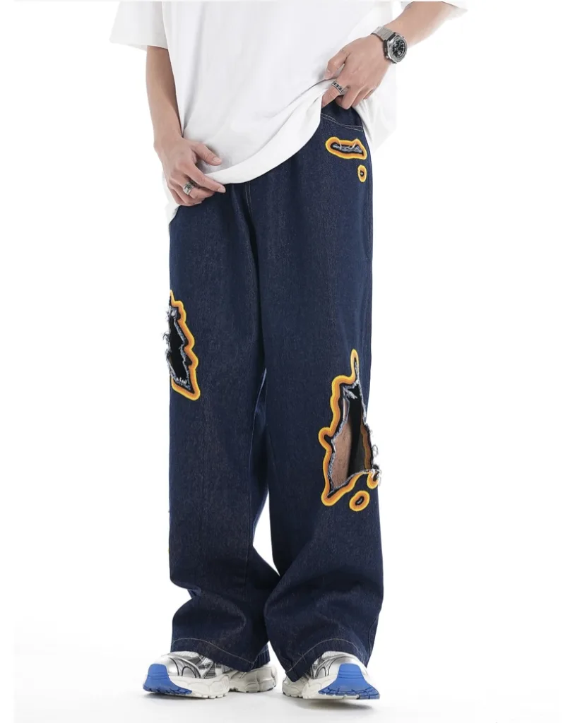 EONMODISH Men’s wear| Spring and summer  flame towel embroidered jeans - Image 6