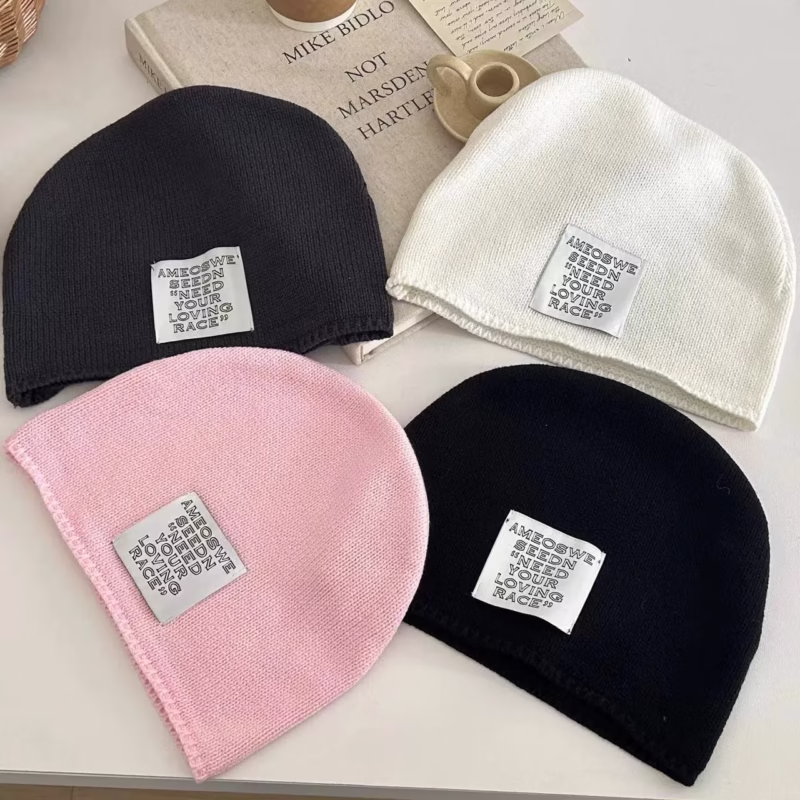 Early autumn thin childish cute kitten print knitted bag head woolen hat ins street retro fashion men and women