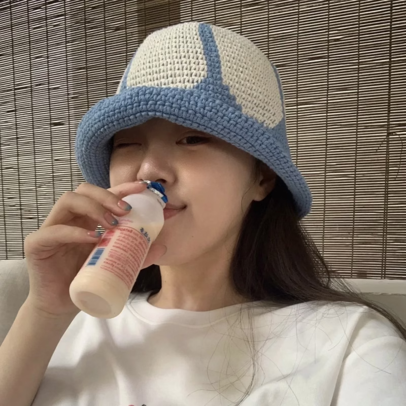 Summer thin cotton knitting niche retro fashionable color-blocked fisherman's hat sun protection sunshade handmade basin hat men and women - Image 4