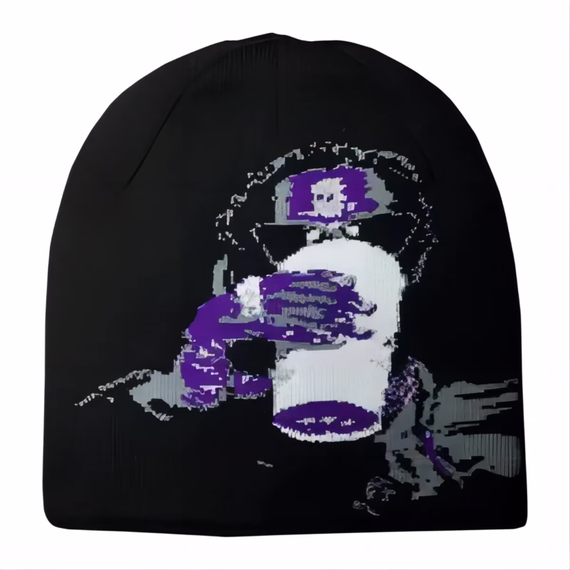 2023 European and American character pattern jacquard simple fashion brimless hat hot girl street warm casual knitted hat wool - Image 7