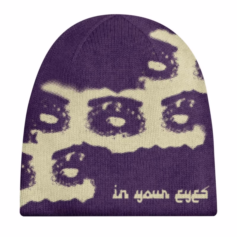 2023 European and American character pattern jacquard simple fashion brimless hat hot girl street warm casual knitted hat wool - Image 2