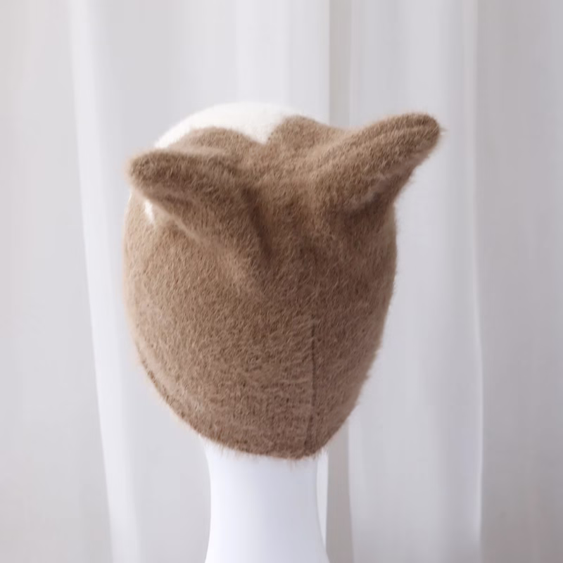ins niche devil cat ear star knitted hat women show face small autumn and winter new street hot girl Y2K bag head hat trend - Image 4