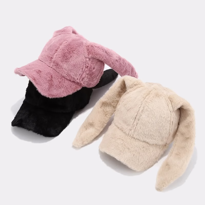 College style autumn and winter warm cute rabbit ear baseball cap fashion outdoor thickened solid color casual plush duck tongue cap6 - Image 10