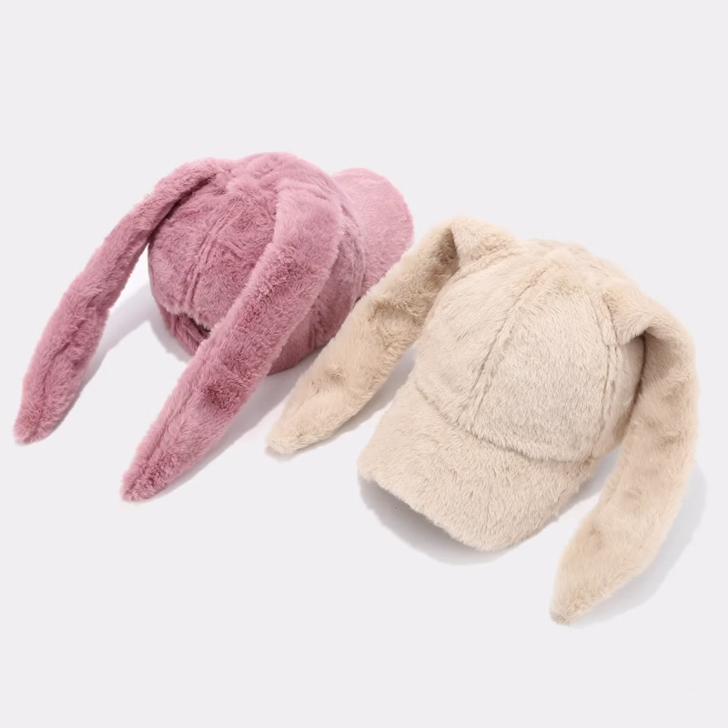 College style autumn and winter warm cute rabbit ear baseball cap fashion outdoor thickened solid color casual plush duck tongue cap6 - Image 7