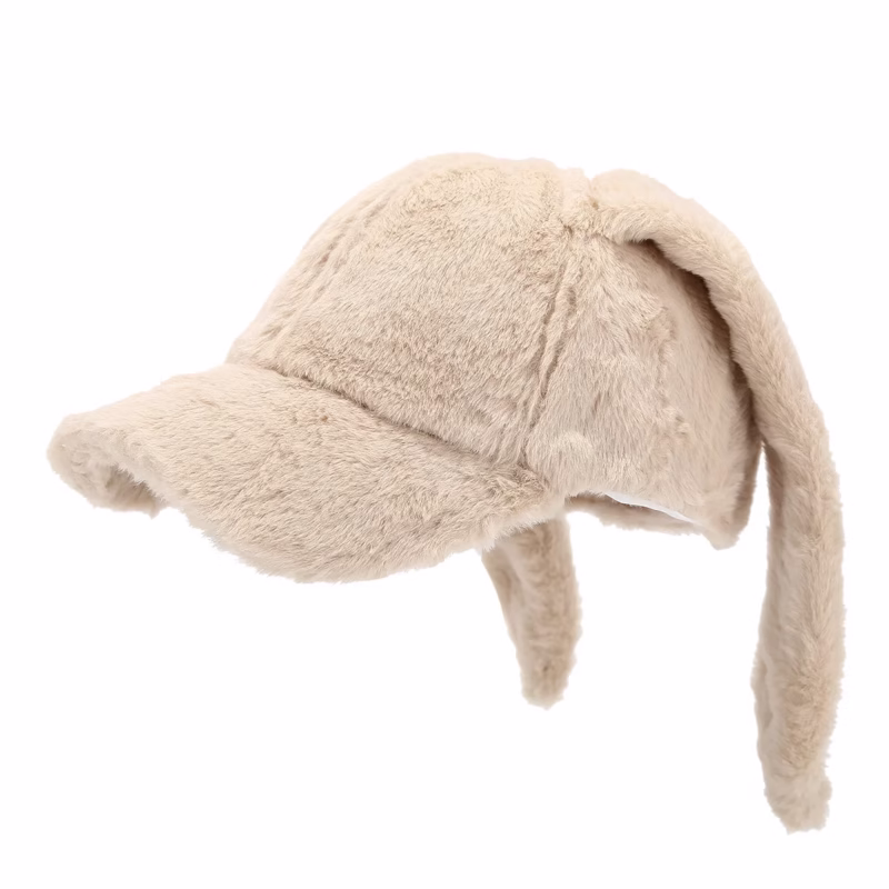 College style autumn and winter warm cute rabbit ear baseball cap fashion outdoor thickened solid color casual plush duck tongue cap6 - Image 9