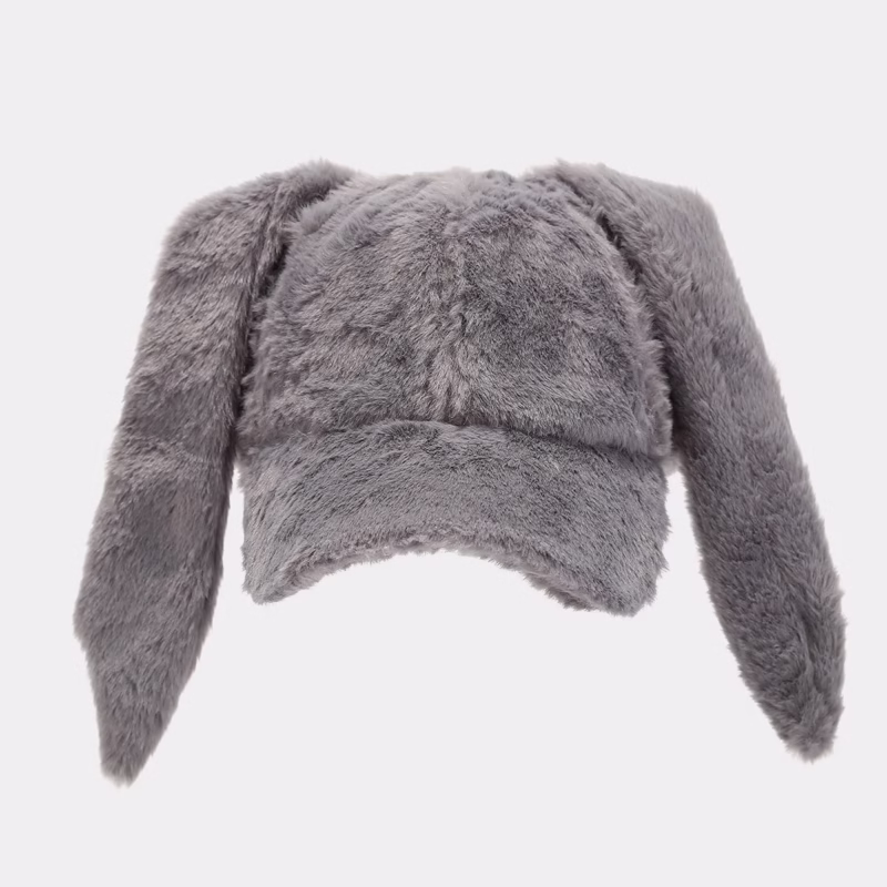 College style autumn and winter warm cute rabbit ear baseball cap fashion outdoor thickened solid color casual plush duck tongue cap6 - Image 4