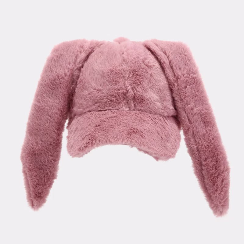 College style autumn and winter warm cute rabbit ear baseball cap fashion outdoor thickened solid color casual plush duck tongue cap6 - Image 2