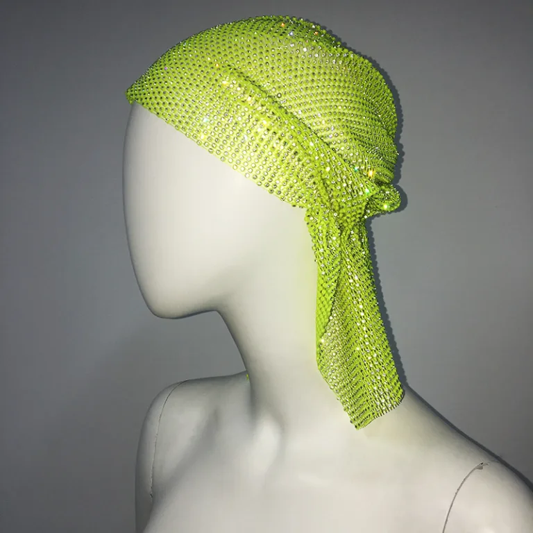 European and American cross-border Amazon hot accessories mesh rhinestone elastic hair band turban outdoor fashion headdress fishing net hat - Image 6