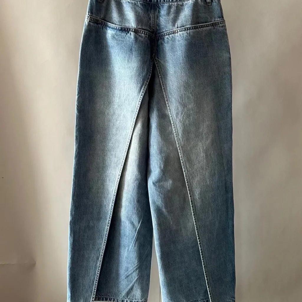 Small crowd design front and back two-piece structure banana jeans autumn and winter washed slim loose high waist retro - Image 5