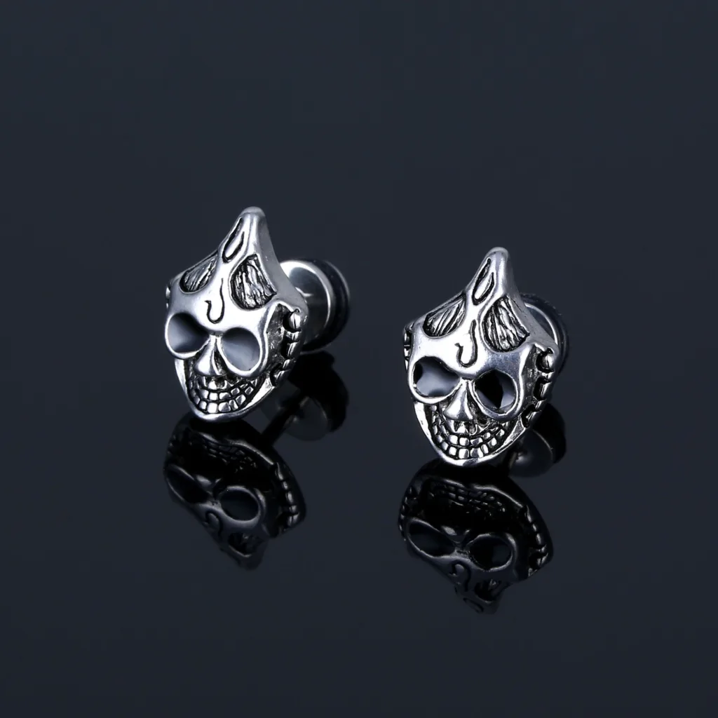 Amazon hot selling titanium steel mens street style earrings