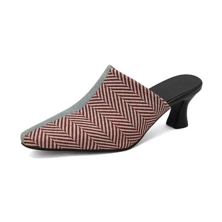 Sandals women's summer thick heels high heels snake pattern cool slippers bag head colour matching foreign trade large size French retro outerwear women's shoes - Image 8