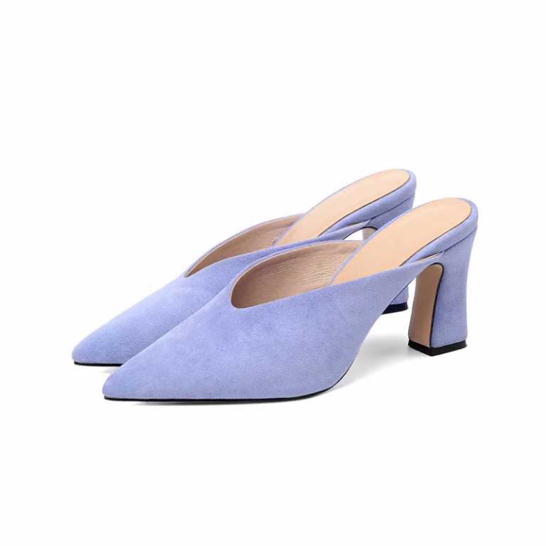 Fashionable slippers, women's outerwear, new spring and summer mule shoes, half-slipper, patent leather pointed sandals, women's thick high heels - Image 16