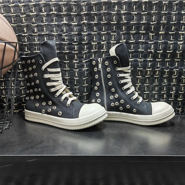 Guangzhou 2024 European and American men's shoes rricowees thick sole height-increasing high-top canvas shoes casual large size 48 board shoes trend - Image 3