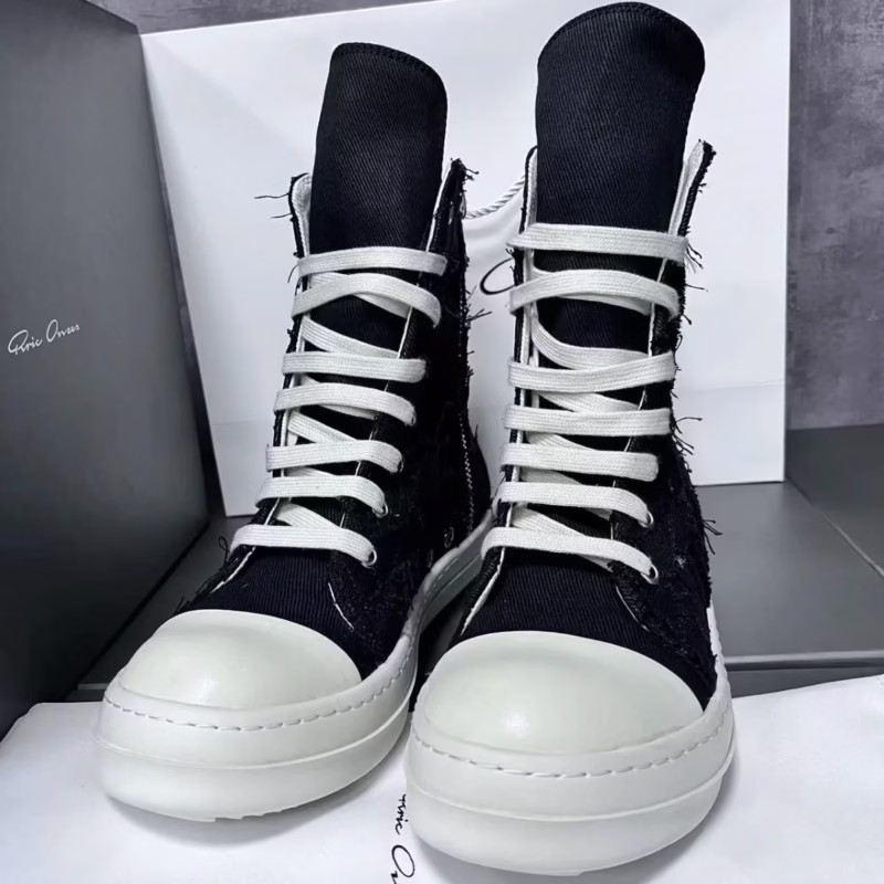 RO23 black old cowboy sports beggar leather shoes four-season high-top lace-up milk-flavoured sole versatile boots