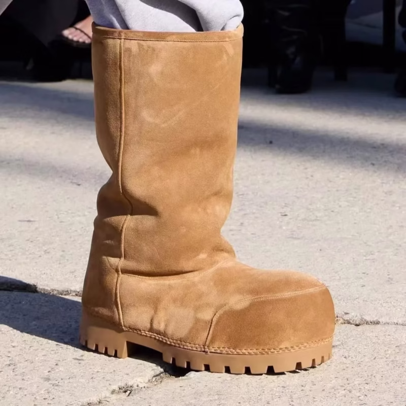 Autumn and winter new boots cross-border popular snow boots fur all-in-one height-increasing warm painted snow boots brown frosted - Image 2