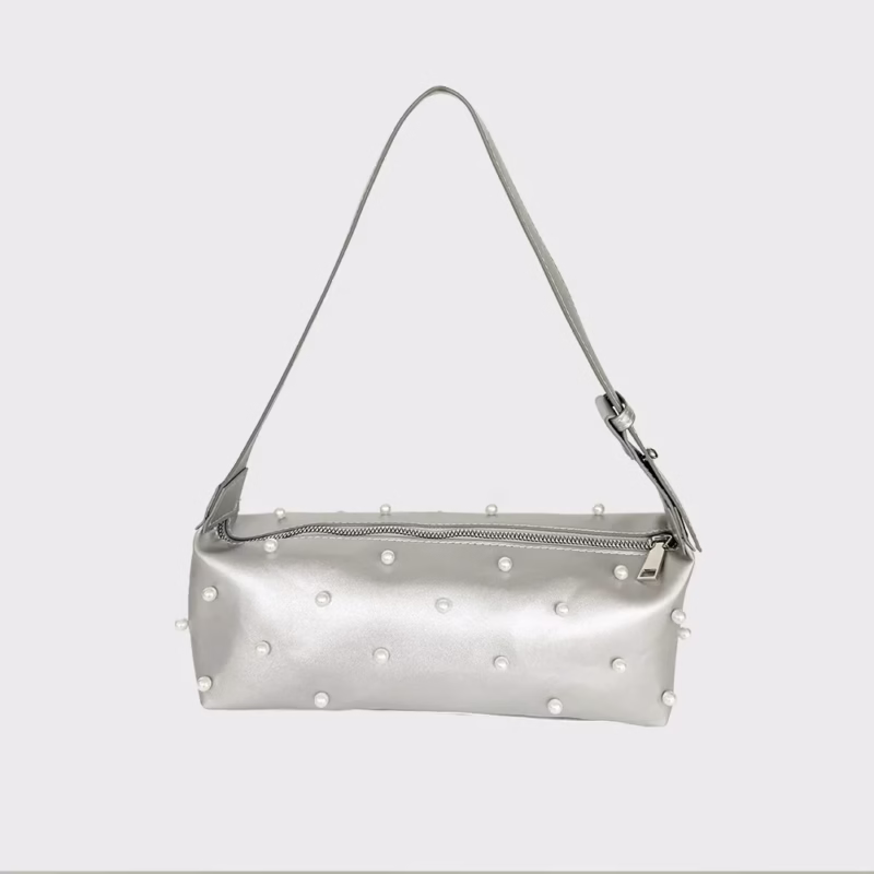 Small crowd luxury pearl baguette handbag 2024 new bridal bag fashion versatile armpit single shoulder bag women - Image 6