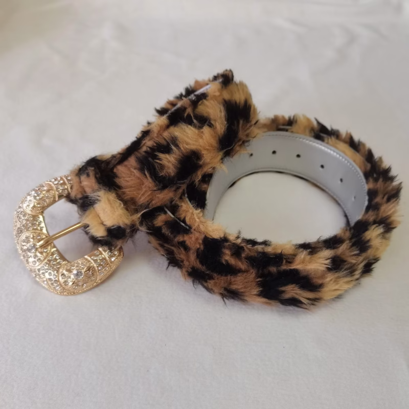 Fashionable and cool plush belt, fashionable, versatile, wide version, light luxury, leopard print, fur belt, street, foreign style, luxury - Image 7