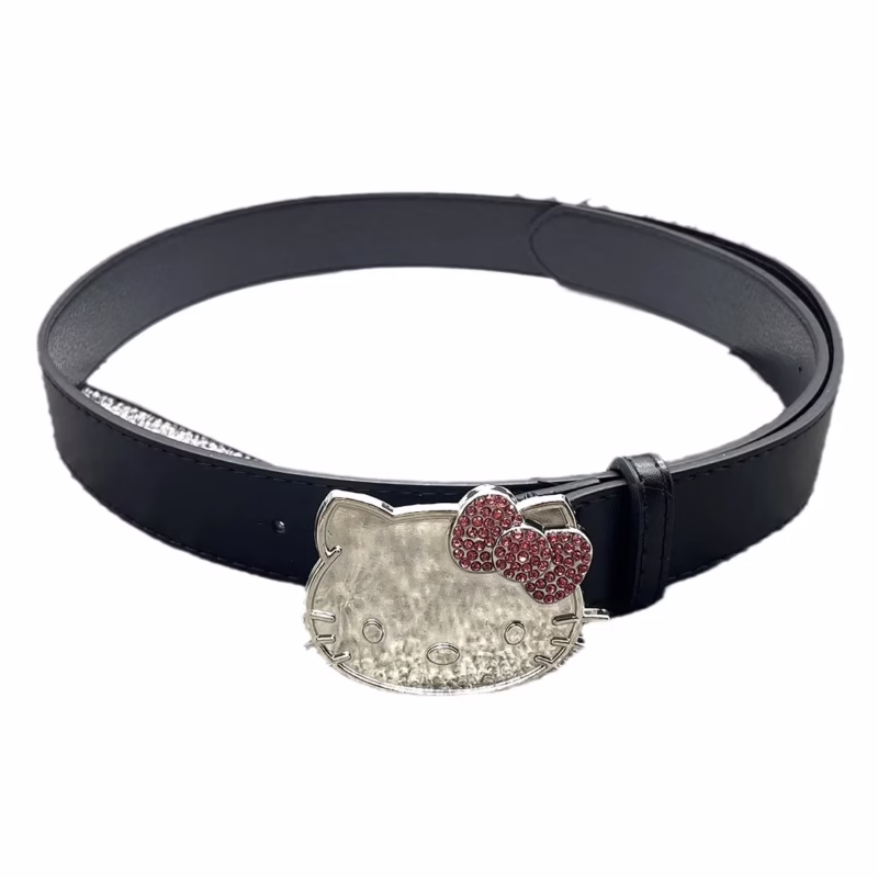 Hello kitty pink KT cat head belt diamond belt millennial hot girl y2k belt denim accessories versatile pants belt - Image 7