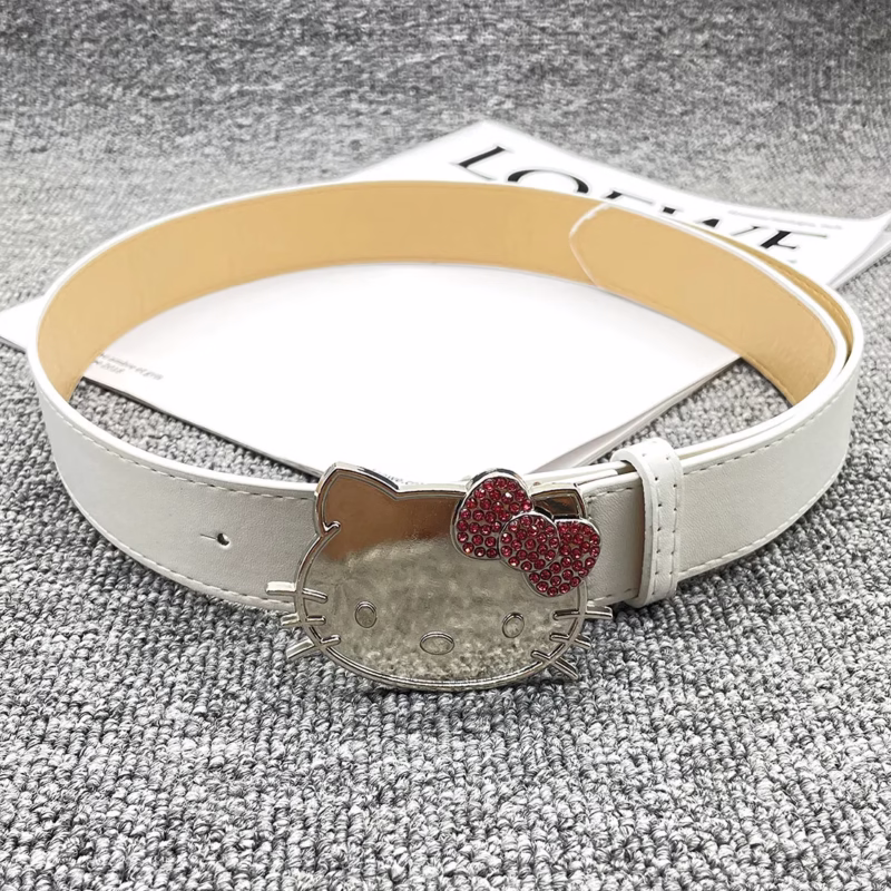 Hello kitty pink KT cat head belt diamond belt millennial hot girl y2k belt denim accessories versatile pants belt - Image 8