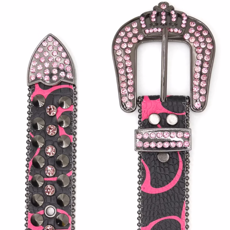 Zhenhao belt men's and women's retro alloy pin buckle new printed leather belt hip-hop style trend personality - Image 2