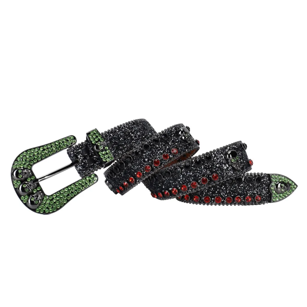 Cross-border skull rhinestone belt men's printed belt alloy pin buckle fashion punk personality simple wide belt men - Image 3