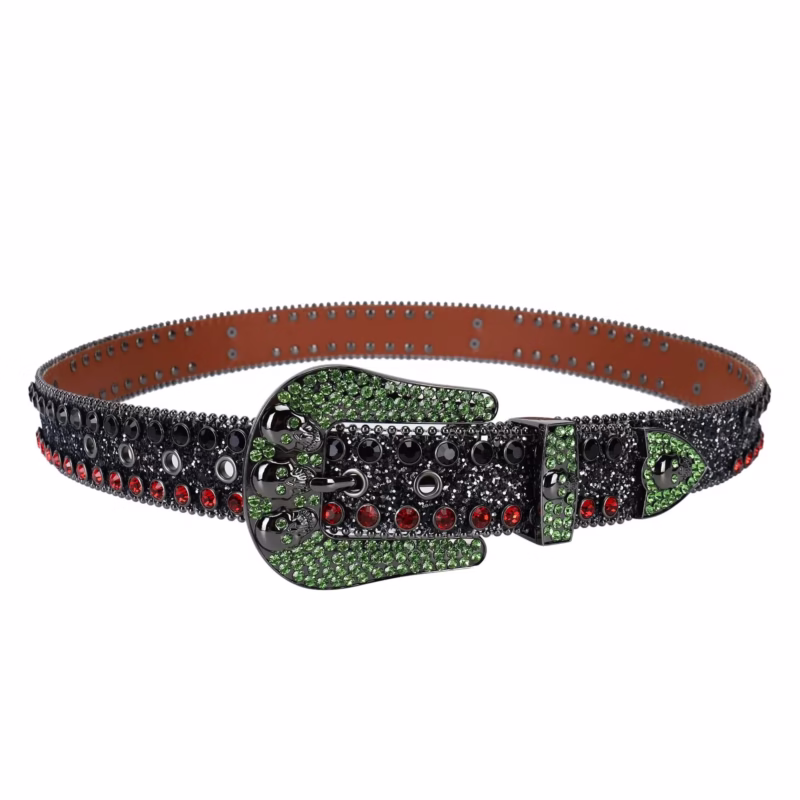 Cross-border skull rhinestone belt men's printed belt alloy pin buckle fashion punk personality simple wide belt men - Image 2