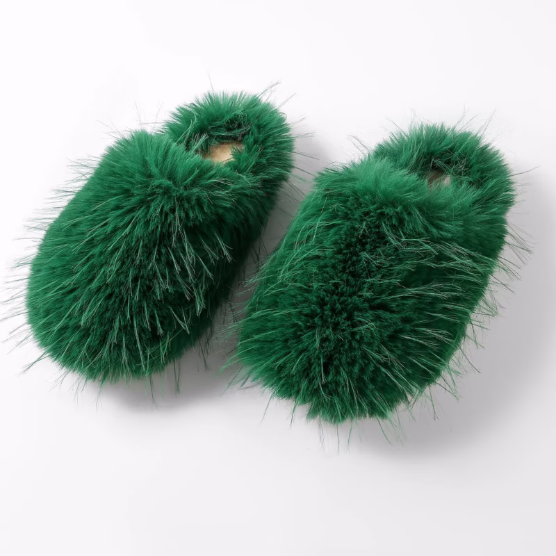 Manufacturers wholesale foreign trade wool slippers women's autumn and winter home plush warm cotton slippers imitation fur anti-slip toe slippers - Image 2