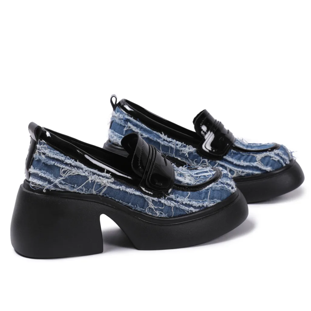 Niche thick-soled blue denim one-foot pedal loafers women 2024 summer new sweet cool lazy shallow shoes - Image 6
