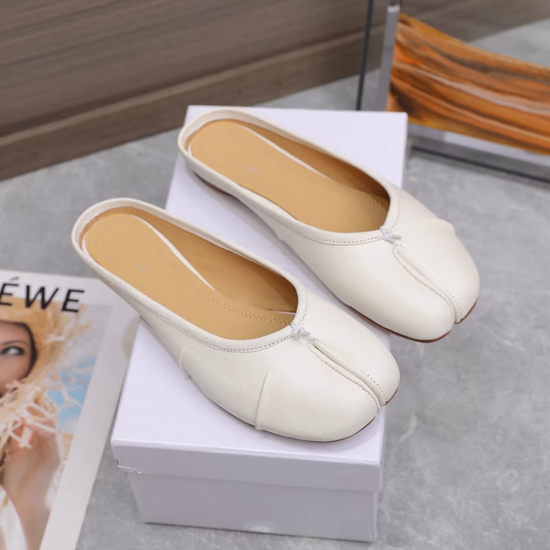 M6 pleated 2024 summer new product split-toe female tabi ultra-soft sheepskin ballet lazy trend fashion half slippers - Image 5
