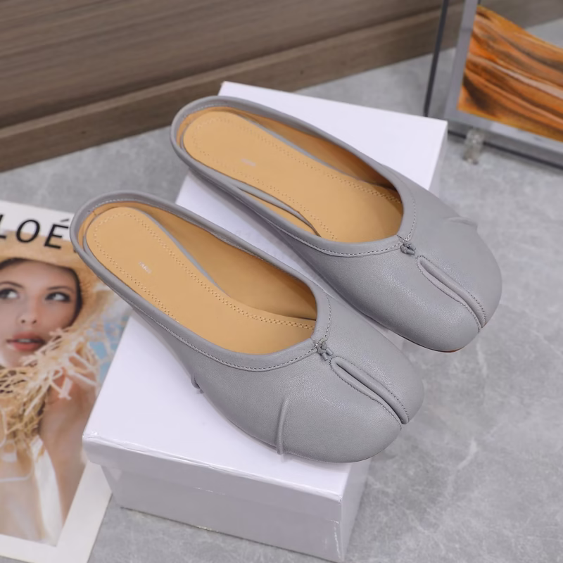 M6 pleated 2024 summer new product split-toe female tabi ultra-soft sheepskin ballet lazy trend fashion half slippers - Image 2