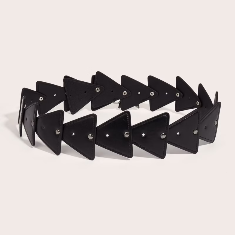 European and American retro street fashion hollow ring PU leather stitching special waist belt versatile stud women's belt - Image 3