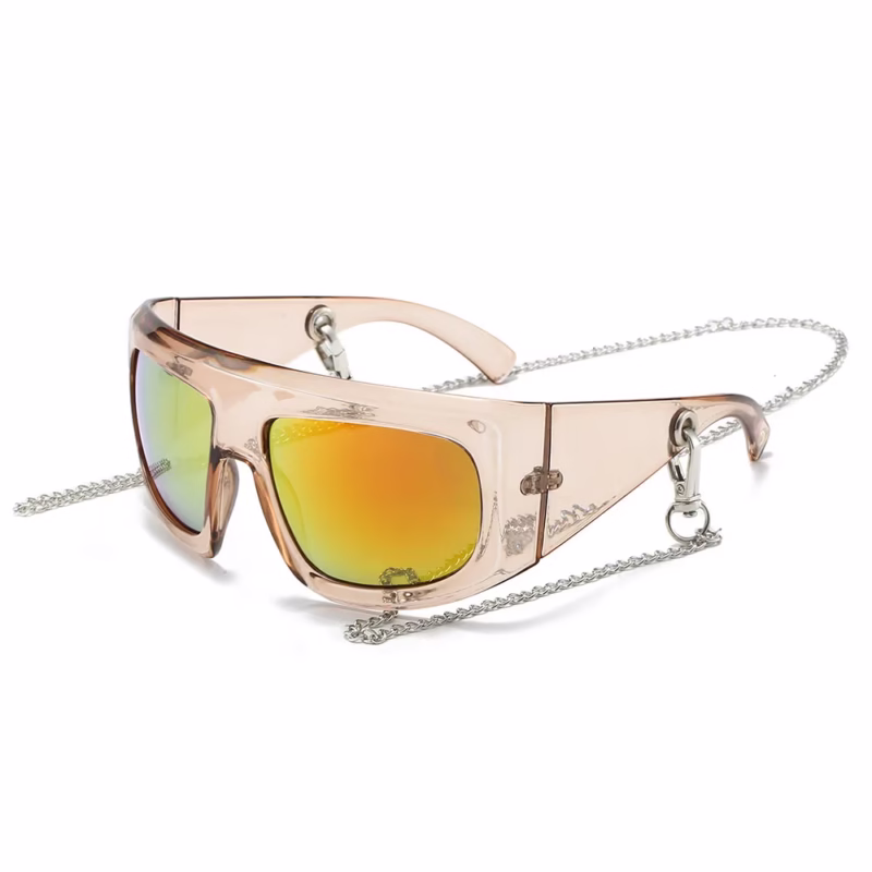 2024 New Big Frame Fashion Y2K Sunglasses Men's European and American Foreign Trade Cross-border Sunglasses Women's Glasses with Chains - Image 2