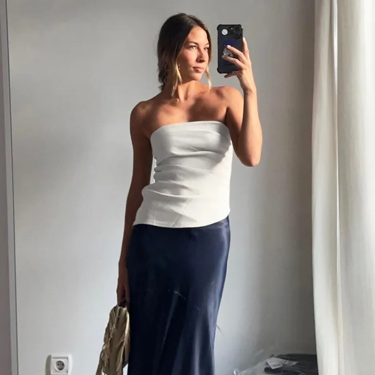 European and American cross-border women's clothing 2024 spring and summer new INS simple style solid color backless pleated bandeau base tank top women - Image 2