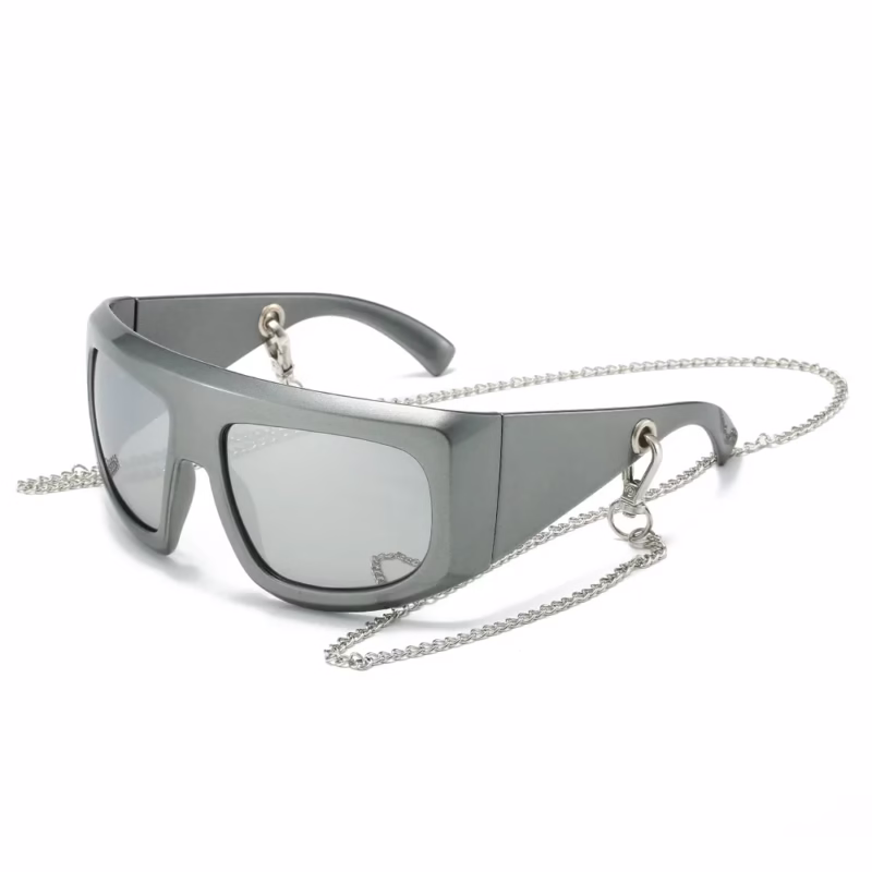 2024 New Big Frame Fashion Y2K Sunglasses Men's European and American Foreign Trade Cross-border Sunglasses Women's Glasses with Chains - Image 7