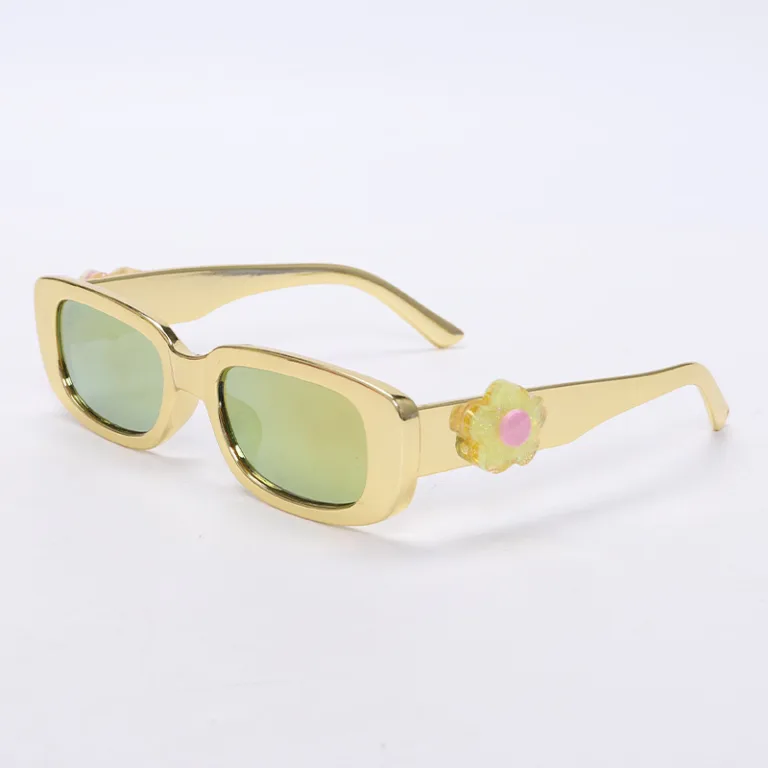 Electroplating color retro small square frame Y2K men and women ins premium sunglasses love flower decoration sunglasses - Image 5