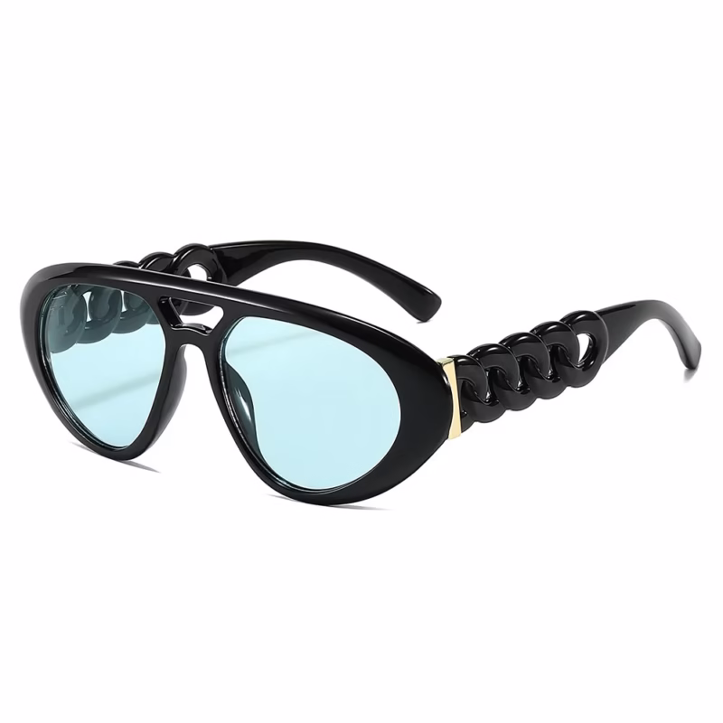 2024 Cross-border Amazon Hot Selling Double Beam Aviator Sunglasses Personalized thick chain fashion sunglasses - Image 2