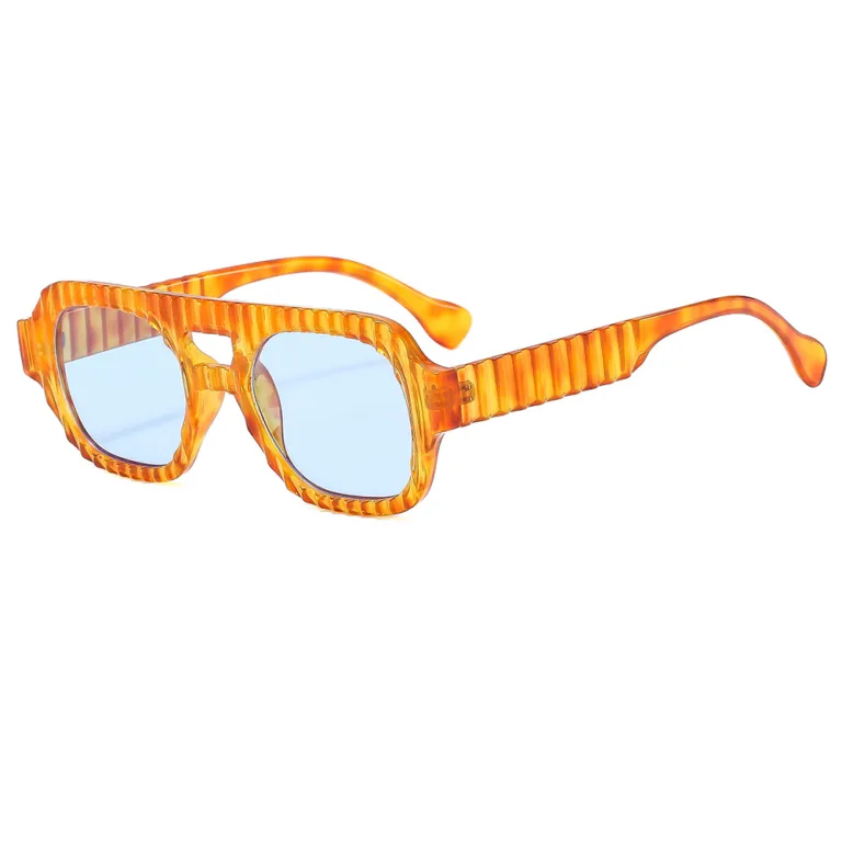 Vertical stripe double beam retro sunglasses women's European and American cross-border high-end ins sunglasses sunscreen fashionable sunglasses - Image 4
