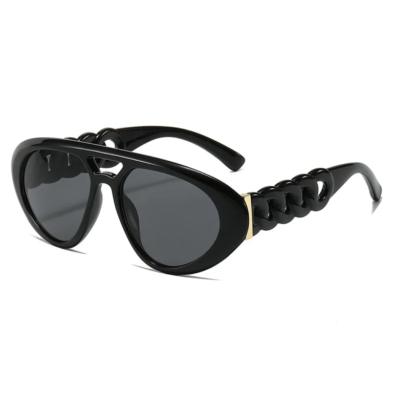 2024 Cross-border Amazon Hot Selling Double Beam Aviator Sunglasses Personalized thick chain fashion sunglasses - Image 3