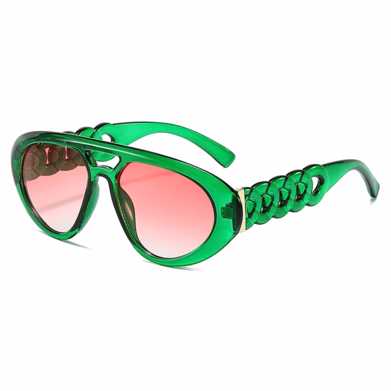 2024 Cross-border Amazon Hot Selling Double Beam Aviator Sunglasses Personalized thick chain fashion sunglasses - Image 4