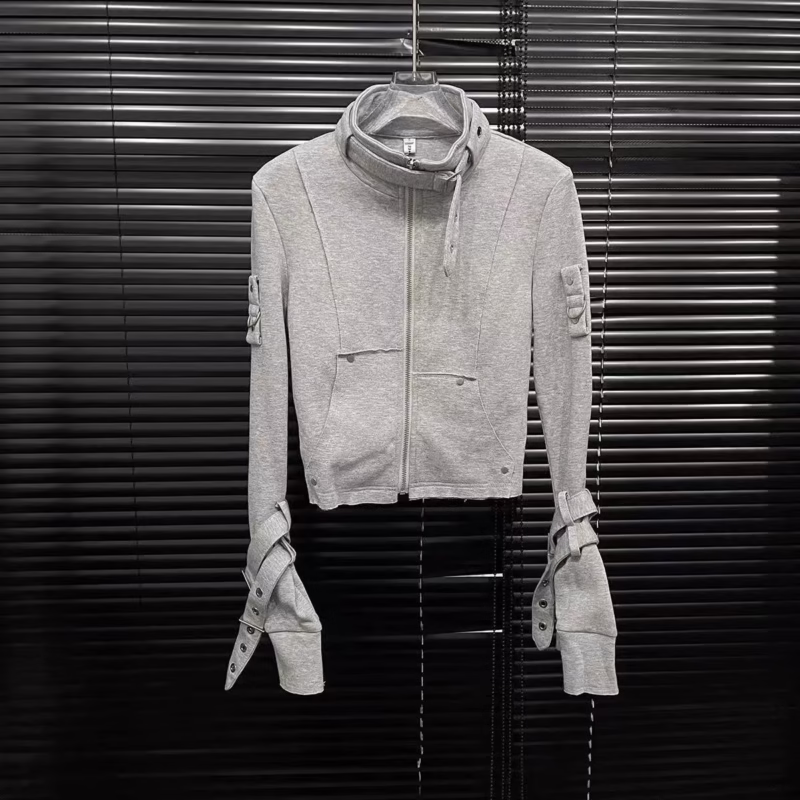 A very designed, niche double-ended zipper slim shirt 2025 new versatile long-sleeved base suit - Image 3