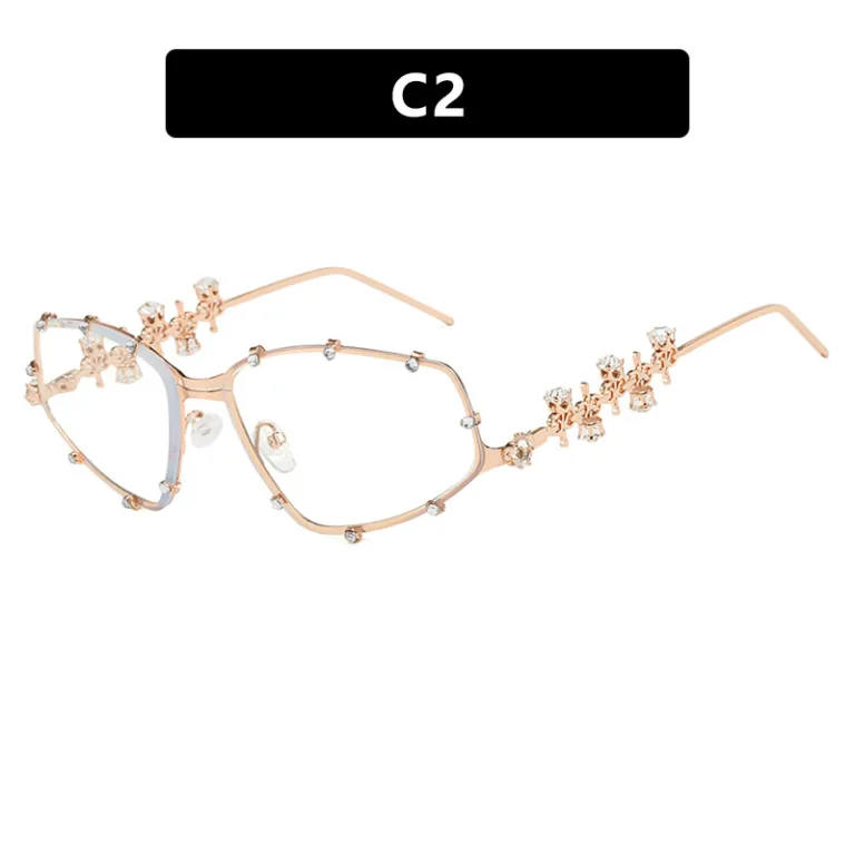 Xiaohongshu has the same diamond-studded glasses frame, fashionable diamond-shaped flat mirrors, Internet celebrity street photography, large-frame glasses frames, personality - Image 3