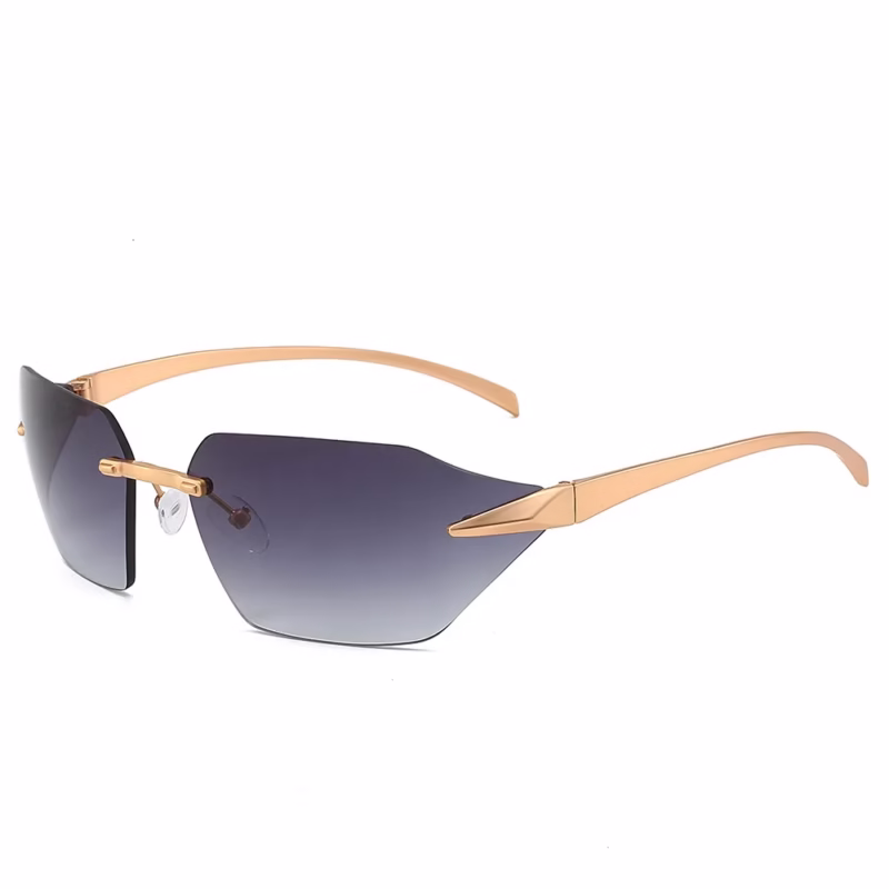 2023 cross-border new frameless sunglasses European and American personalised simple men's and women's bent-piece fashion trend sunglasses - Image 8