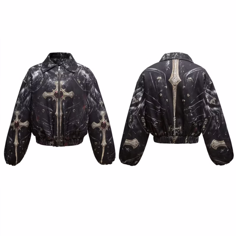 EON MODISH 24 winter new products live shooting American retro high street vibe printed jacket cotton jacket - Image 3