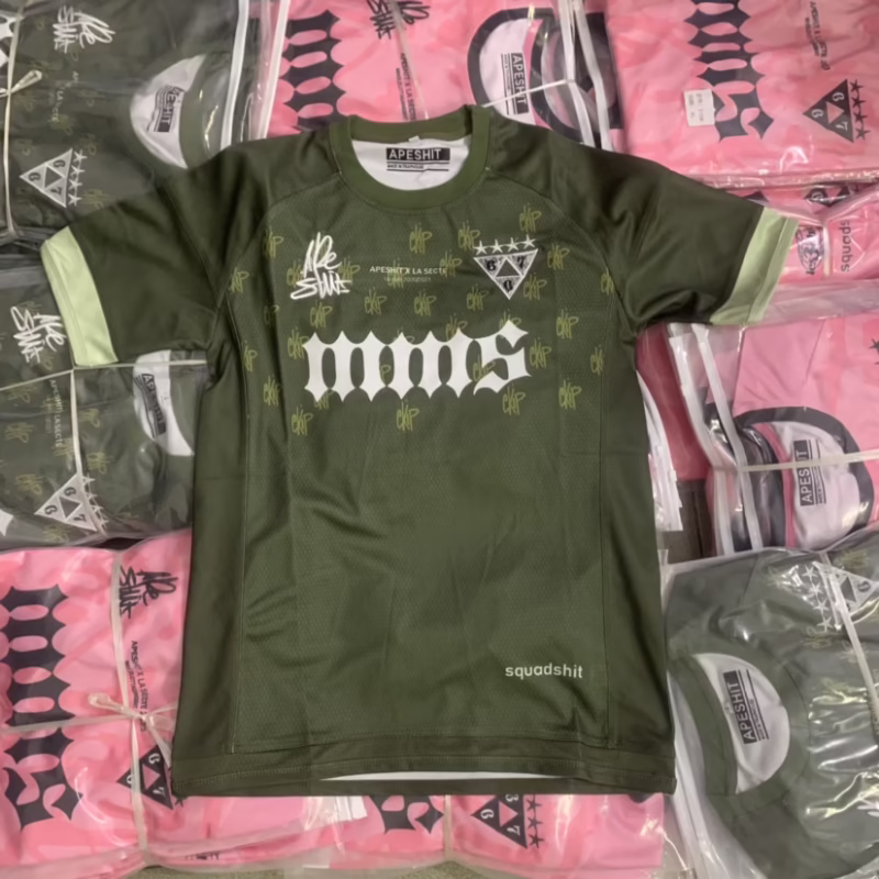 Apeshit jersey short sleeve t-shirt athleisure embroidery label European and American stars jersey hip hop rap street trend - Image 11