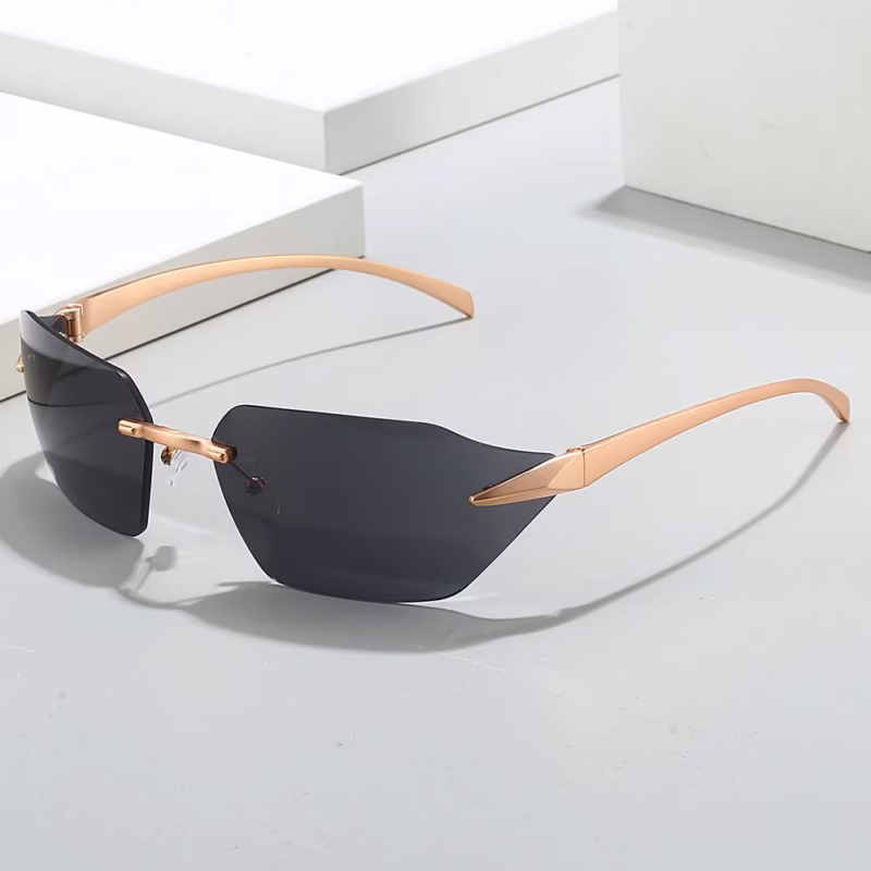 2023 cross-border new frameless sunglasses European and American personalised simple men's and women's bent-piece fashion trend sunglasses - Image 9