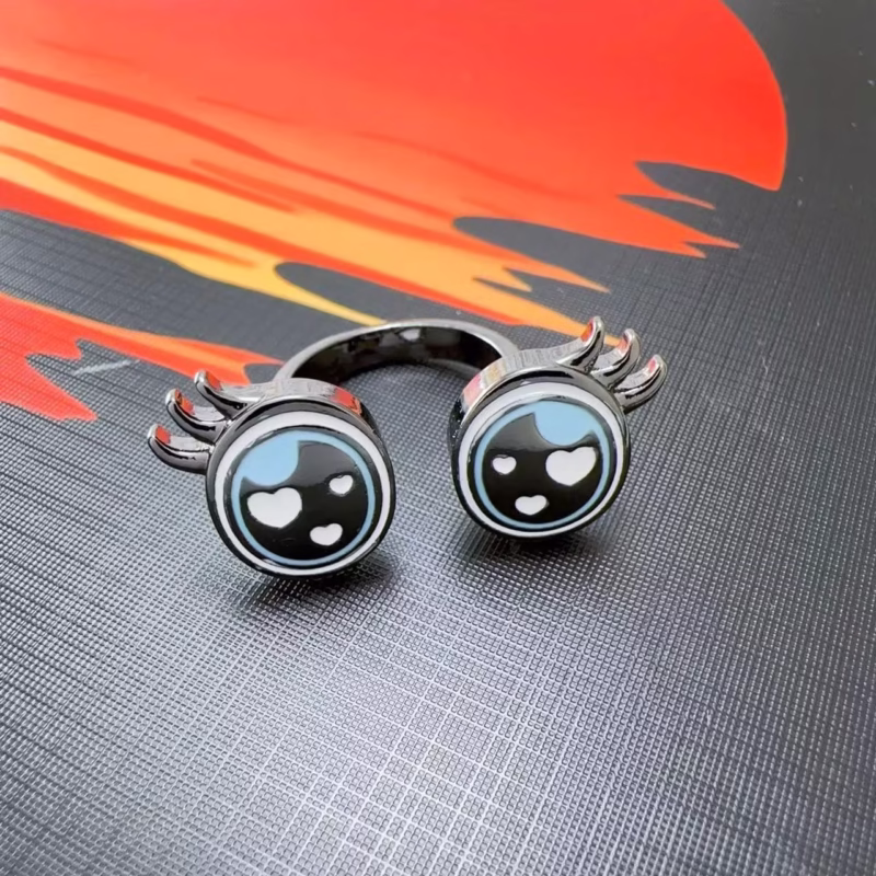 Dark retro glasses eyelashes adjustable open ring female niche sweet cool cartoon cute versatile index finger ring tail ring