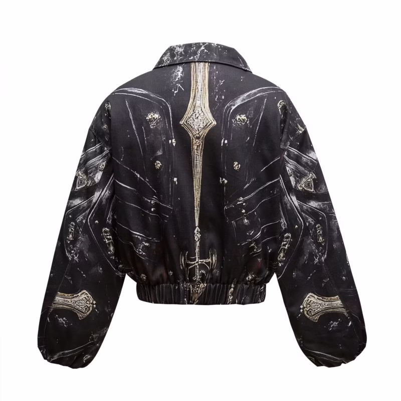 EON MODISH 24 winter new products live shooting American retro high street vibe printed jacket cotton jacket - Image 4