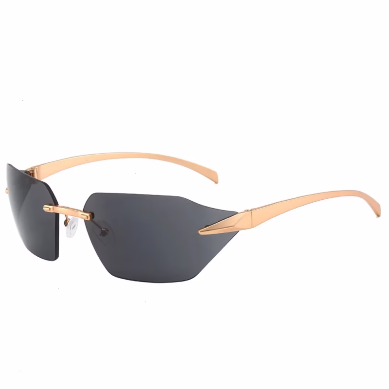 2023 cross-border new frameless sunglasses European and American personalised simple men's and women's bent-piece fashion trend sunglasses - Image 6